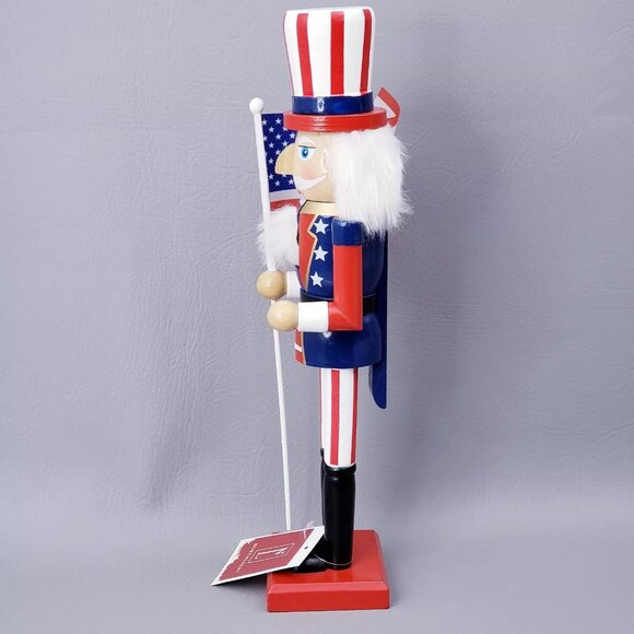 PATRIOTIC July 4th NUTCRACKER UNCLE SAM Top Hat Flag Red White Blue - Picture 10 of 16